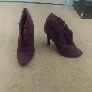 Purple suede ankle boots